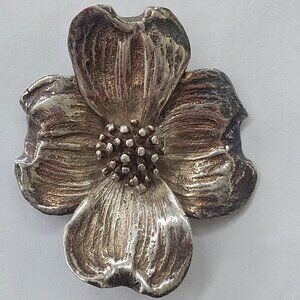 Vintage Gump's Guglielmo Cini Sterling Silver Dogwood Flower Brooch 2.25"